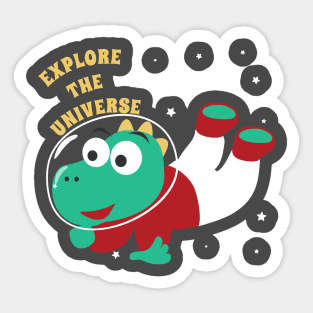 Cute dinosaur astronaut. Sticker